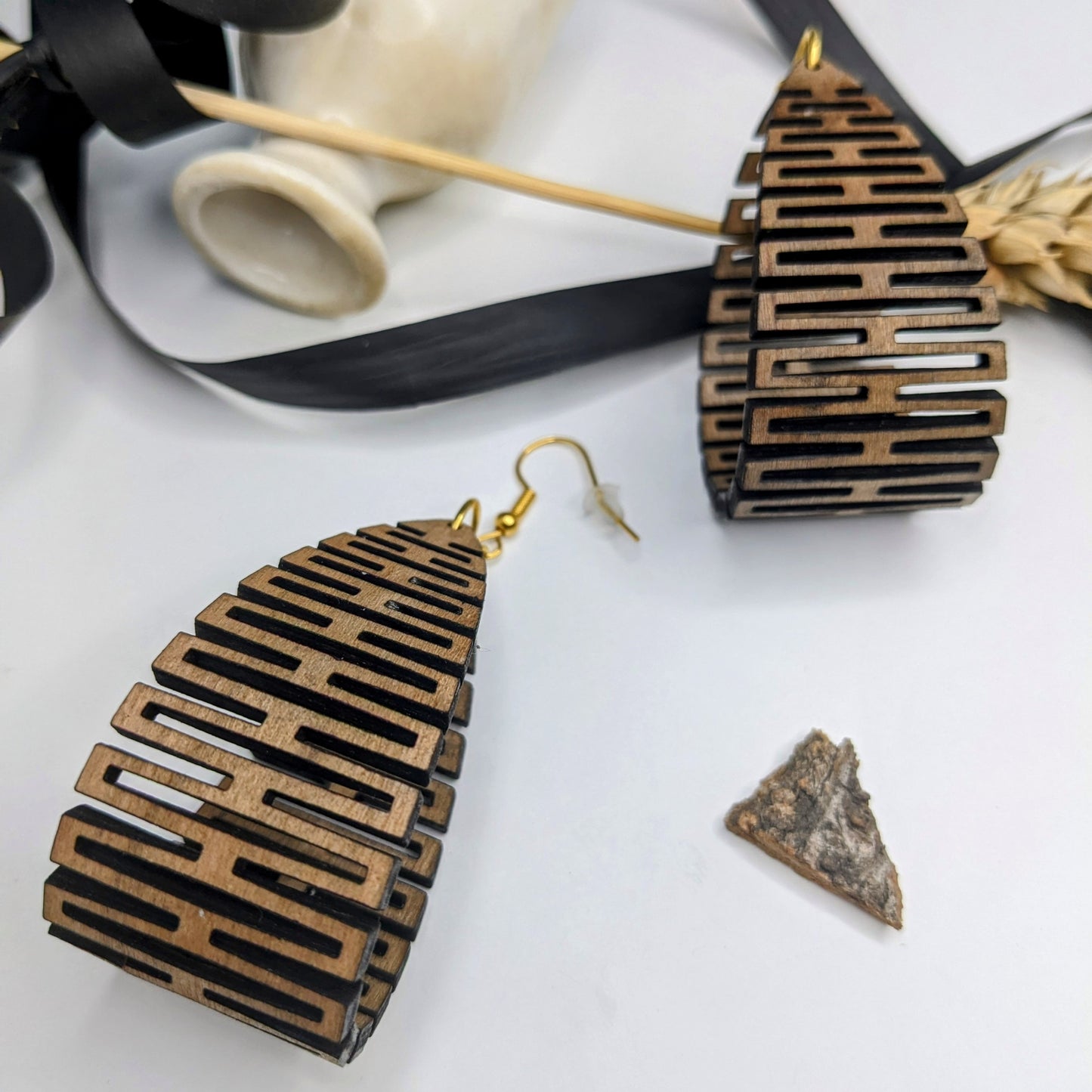 Earrings - Ondine - Walnut wood